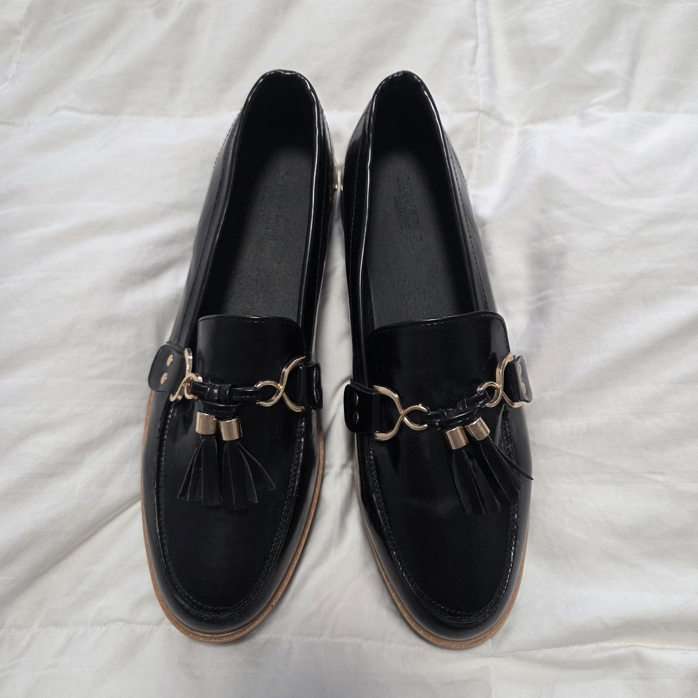 NWOT Black Patent Loafers with Tassel Detail
